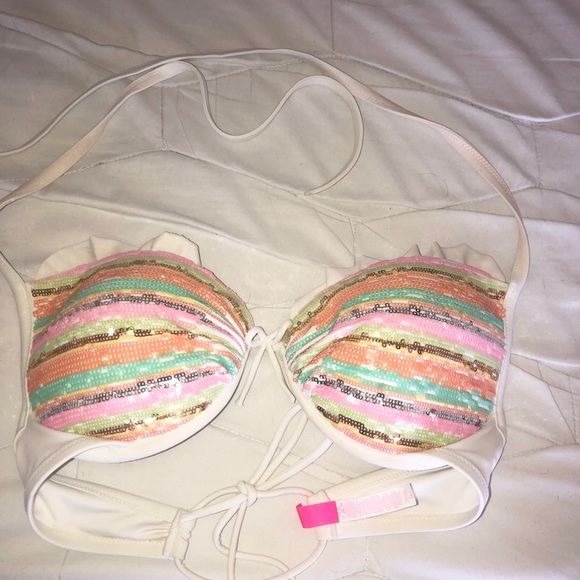 Victoria's Secret Other - SOLD-Victoria’s Secret Ruffle Halter Push Up Top 36 C